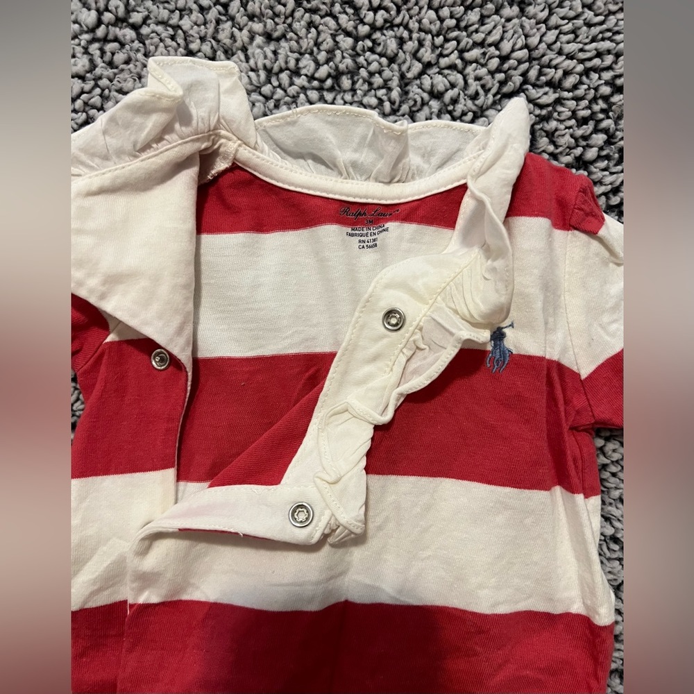 Ralph Lauren Baby Girl Cotton Long Sleeve Romper, 3 Months - Picture 4 of 4